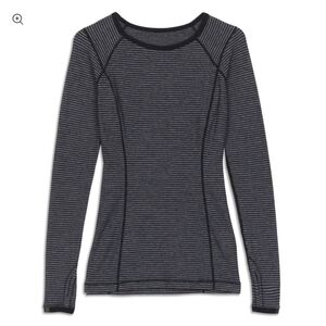 Lululemon Run Turn Around Women's black and grey Long Sleeve Shirt size 12